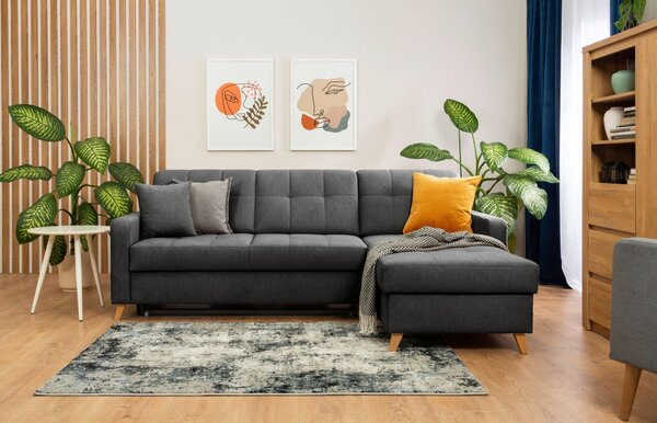 ROHOVÁ ROZKLÁDACÍ POHOVKA, textil, šedá MID.YOU - Rozkládací sedačky, Online Only