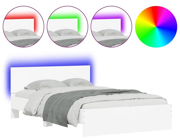 Rám postele s čelem a LED osvětlením bílý 140 x 190 cm 3207623