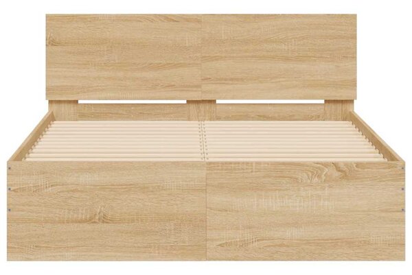 Rám postele s čelem a LED osvětlením dub sonoma 140 x 200 cm 3207611