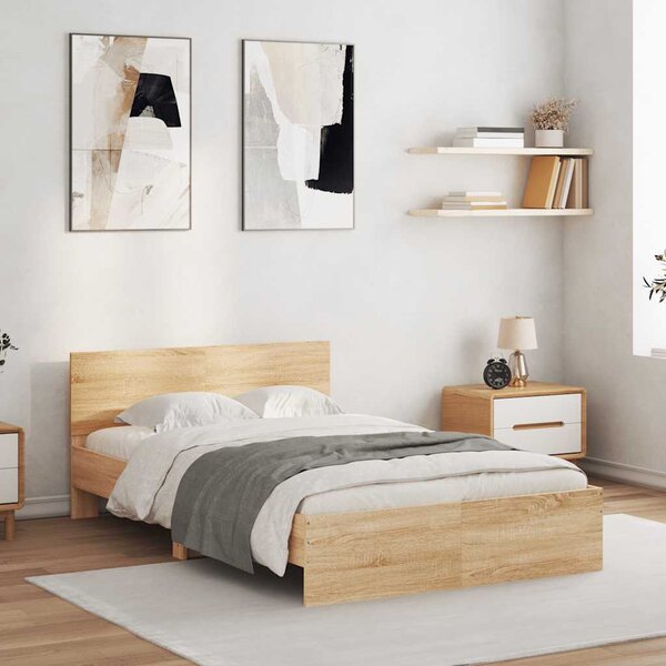 Rám postele s čelem a LED osvětlením dub sonoma 140 x 200 cm 3207611