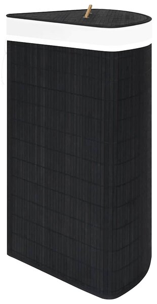 Rohový bambusový koš na prádlo černý 60 l 320762