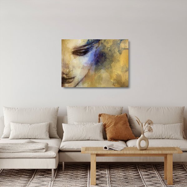 Skleněný obraz - Portrét ženy, kresba (70x50 cm)
