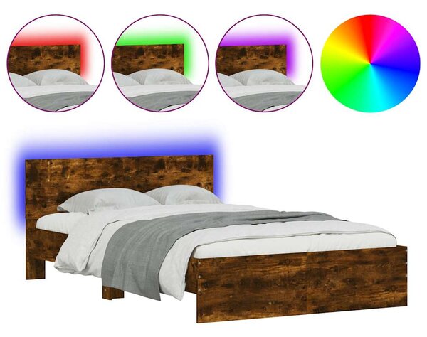 Rám postele s čelem a LED osvětlením kouřový dub 120 x 200 cm 3207620