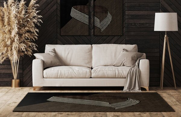 Fargotex Černo-hnědý vlněný koberec Emerald 160 x 230 cm