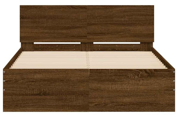 Rám postele s čelem a LED osvětlením hnědý dub 140 x 190 cm 3207629