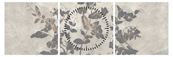 Obraz - Texturované listy (s hodinami) (90x30 cm)