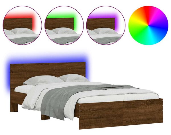 Rám postele s čelem a LED osvětlením hnědý dub 140 x 190 cm 3207629