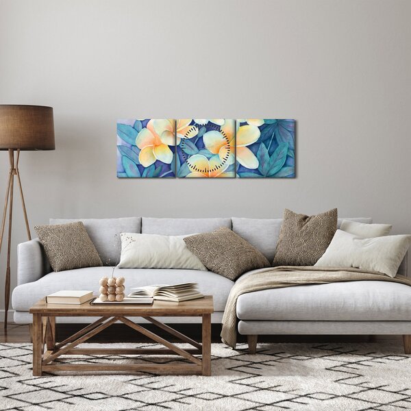 Obraz - Tropické keře (s hodinami) (90x30 cm)