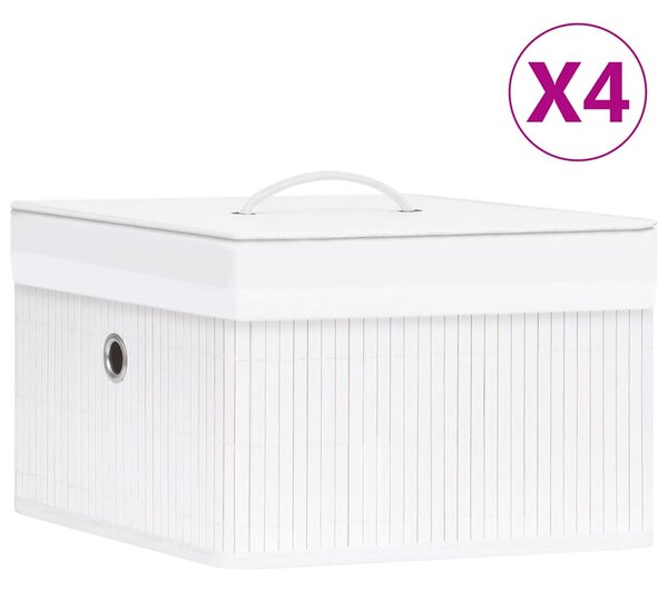 Bambusové úložné boxy 4 ks bílé 320766