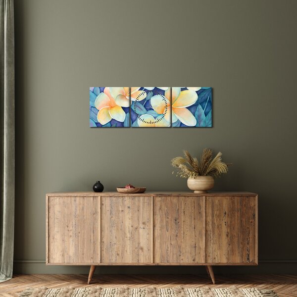 Obraz - Tropické keře (s hodinami) (90x30 cm)