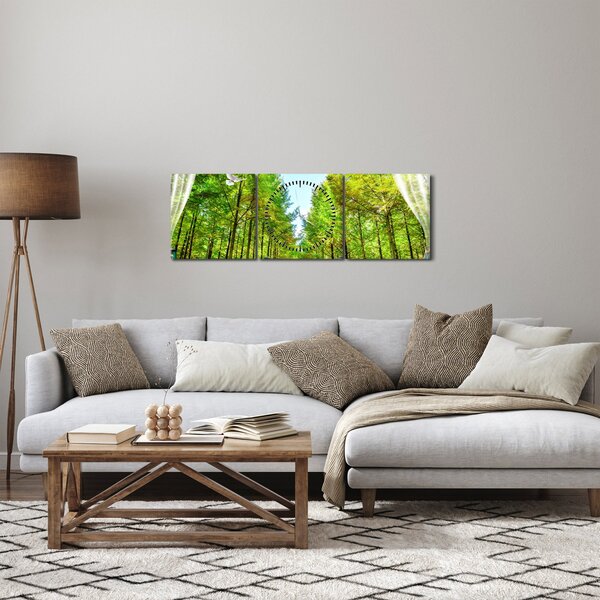 Obraz - Výhled na les (s hodinami) (90x30 cm)