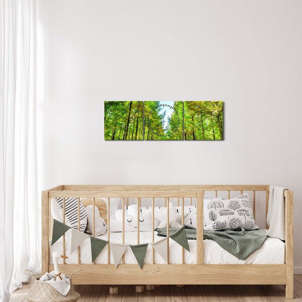 Obraz - Výhled na les (s hodinami) (90x30 cm)