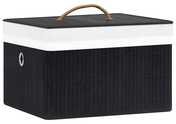 Bambusové úložné boxy 4 ks černé 320769
