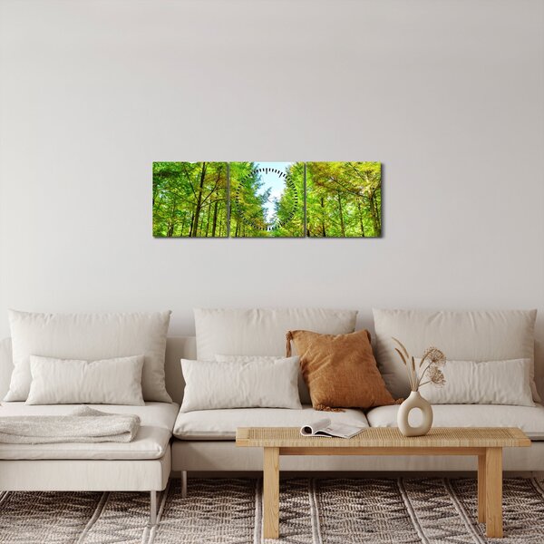 Obraz - Výhled na les (s hodinami) (90x30 cm)