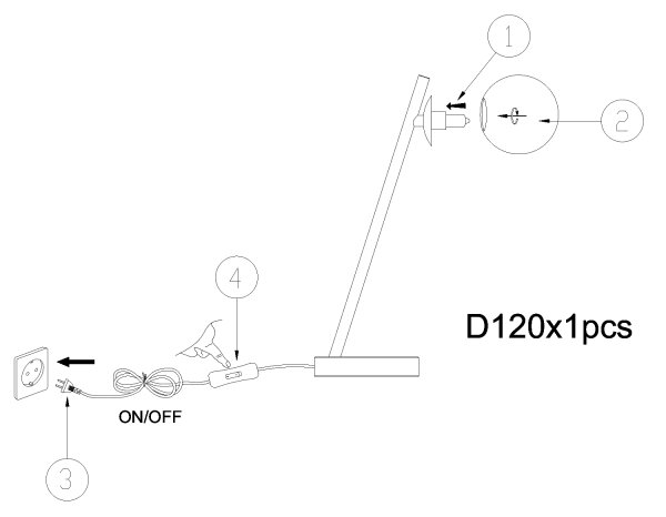 ONLI - Stolní lampa PALOMA 1xG9/10W/230V 38,5 cm černá/kouřová