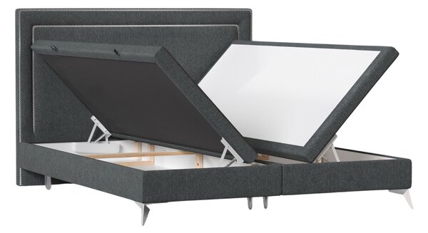 Maison de Rêve Šedá čalouněná dvoulůžková postel INCOVO 140 x 200 cm s úložným prostorem