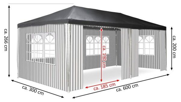 Zahradní stan 3×6 m s klik systémem a bočními stěnami