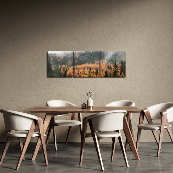 Obraz - Podzimní les (s hodinami) (90x30 cm)