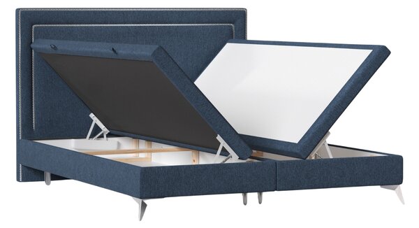 Maison de Rêve Modrá čalouněná dvoulůžková postel INCOVO 140 x 200 cm s úložným prostorem