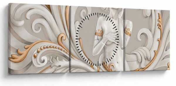Obraz bohyně v ornamentálním pozadí (s hodinami) (90x30 cm)