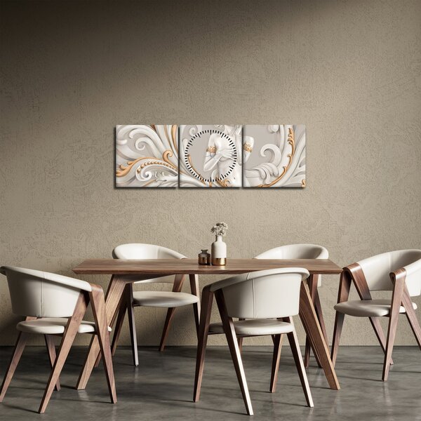 Obraz bohyně v ornamentálním pozadí (s hodinami) (90x30 cm)