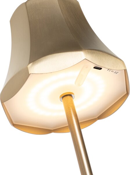 Souprava 2 retro stolních lamp růžové zlato dobíjecí IP44 - Granny