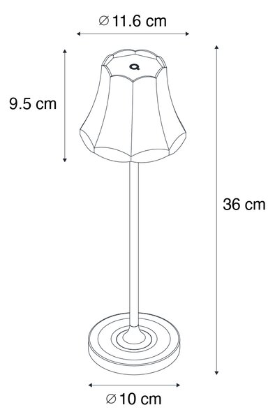 Souprava 2 retro stolních lamp růžové zlato dobíjecí IP44 - Granny