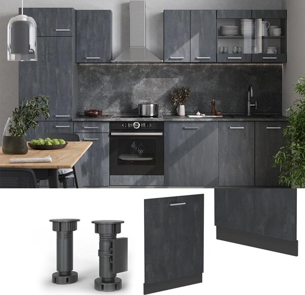 Čelní panel myčky Vicco R-Line Černý beton 60 cm , PD Dub, Model 55104