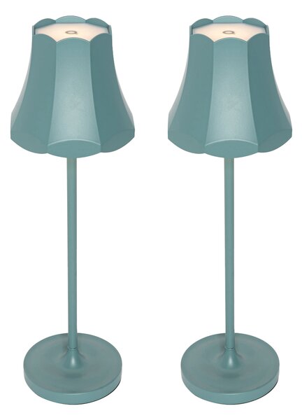 Sada 2 retro stolních lamp minerální modrá dobíjecí IP44 - Granny
