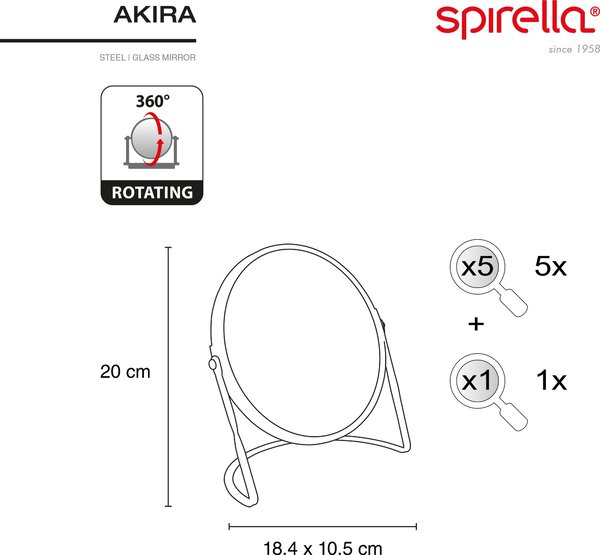 Spirella kosmetické zrcadlo kosmetické zrcadlo koupelnové zrcadlo "Akira" 5x zvětšení - matně žluté