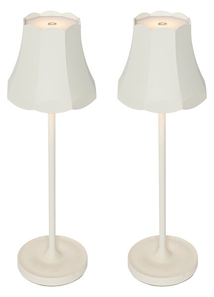 Sada 2 retro stolních lamp smetanové dobíjecí IP44 - Granny