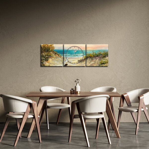 Obraz - Písečná pláž (s hodinami) (90x30 cm)