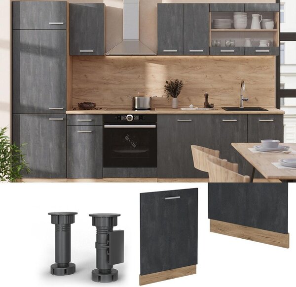 Čelní panel myčky Vicco R-Line Černý beton 60 cm , PD Antracit, Model 55097