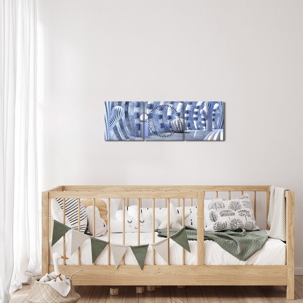 Obraz - 3D abstrakce (s hodinami) (90x30 cm)