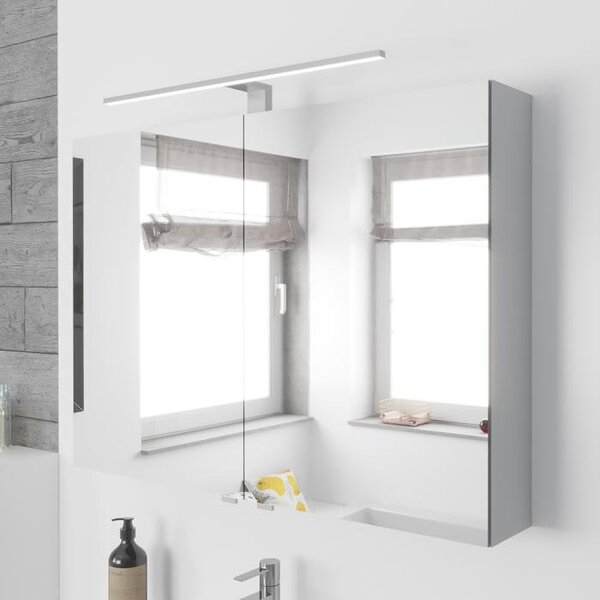 Zrcadlová skříňka do koupelny Lodge o šířce 90 cm, se dvěma dvířky a vestavěným LED osvětlením