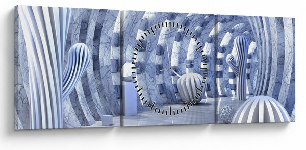 Obraz - 3D abstrakce (s hodinami) (90x30 cm)