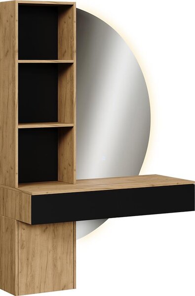 Toaletní stolek Vicco Melora Dub/černá 100 cm se zrcadlem LED, Model 58451