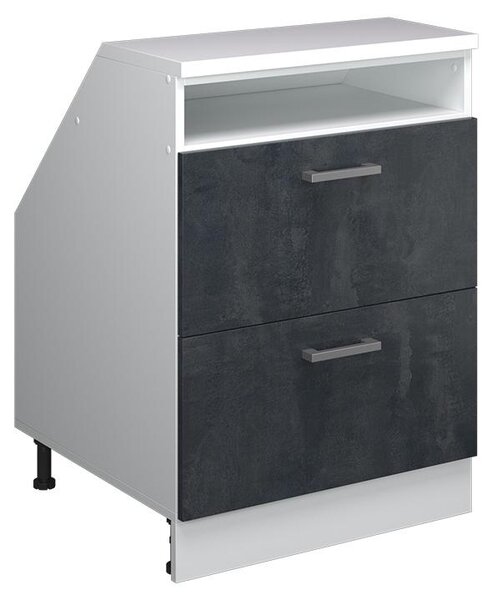 Kuchyňská skříňka pod šikmou střechu Vicco R-Line Černý beton 60 cm se 2 zásuvkami, korpus skříně hloubka 60 cm, Model 60149