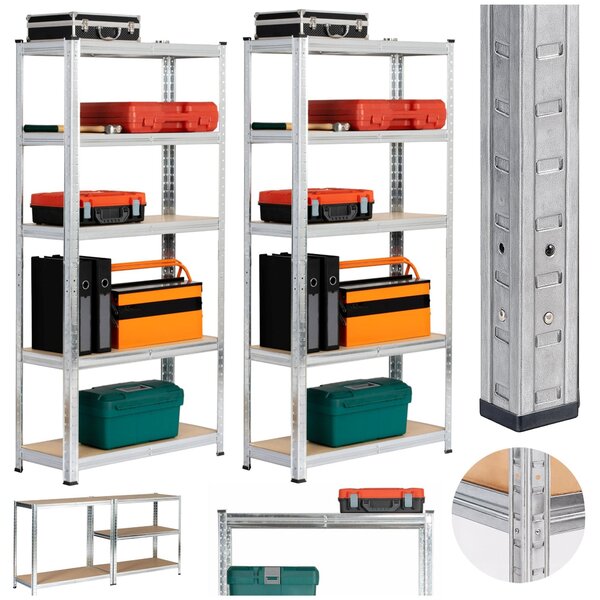 Ak furniture Sada 2 ks kovových regálů REGMET 70x30x154 cm stříbrná