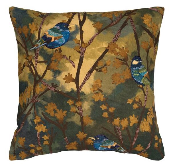Povlak ART NATURE blue birds zelenomodrá 45 x 45 cm