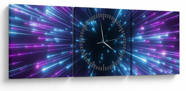Obraz - Neonový prostor (s hodinami) (90x30 cm)