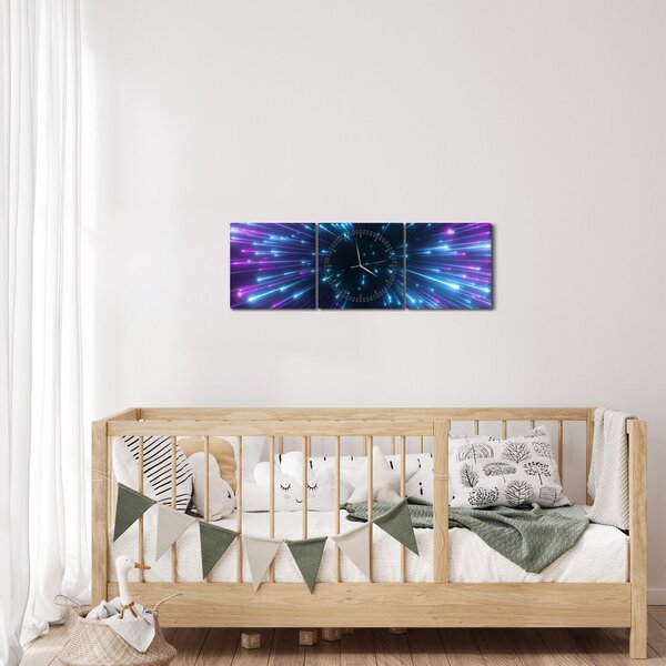 Obraz - Neonový prostor (s hodinami) (90x30 cm)