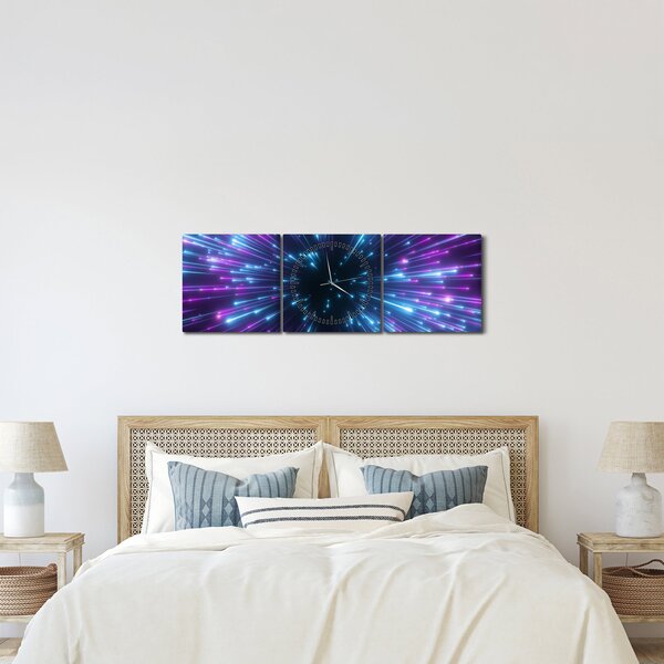 Obraz - Neonový prostor (s hodinami) (90x30 cm)