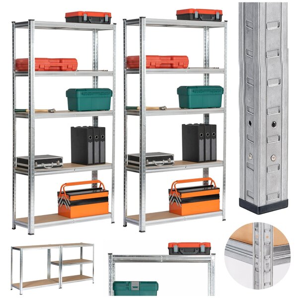 Ak furniture Sada 2 ks kovových regálů REGMET 90x30x180 cm stříbrná