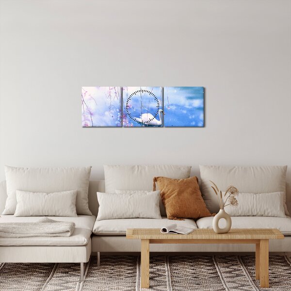 Obraz - Magické jezero (s hodinami) (90x30 cm)
