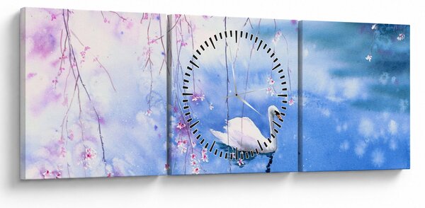 Obraz - Magické jezero (s hodinami) (90x30 cm)