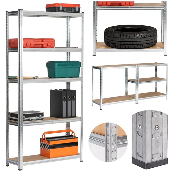 Ak furniture Kovový regál REGMET 90x30x180 cm stříbrný