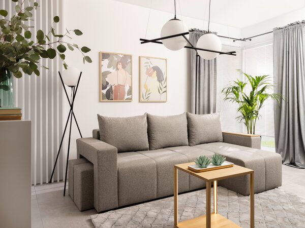 ROHOVÁ ROZKLÁDACÍ POHOVKA, textil, šedá MID.YOU - Rozkládací sedačky, Online Only
