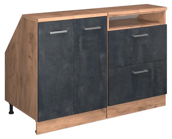 Kuchyňská skříňka pod šikmou střechu Vicco R-Line Černý beton 120 cm Sada 2 korpusů skříně hloubka 60 cm, Model 60407
