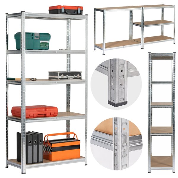 Ak furniture Kovový regál REGMET 90x40x180 cm stříbrný